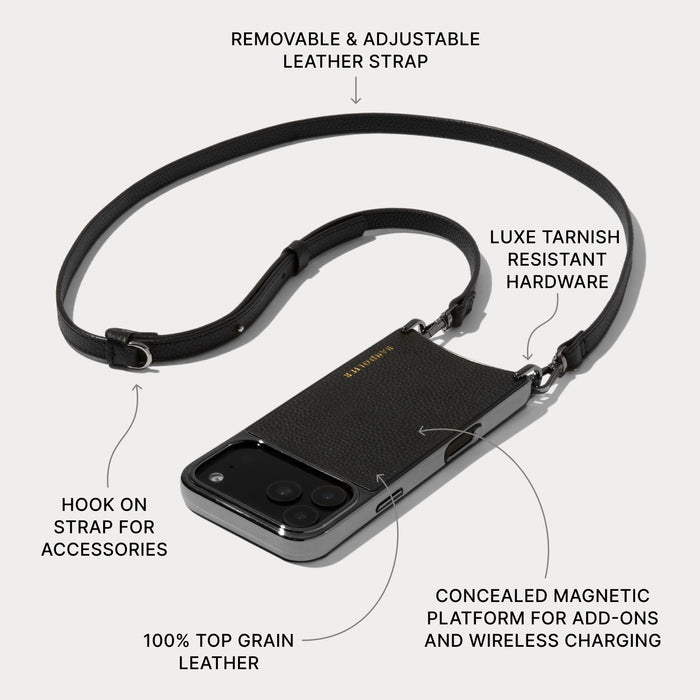 Rayna Chrome Pouch Set - Black/Pewter