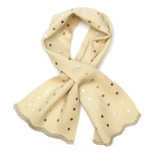 Recycled Blend Pull Through Scarf With Metallic Stars - Cream