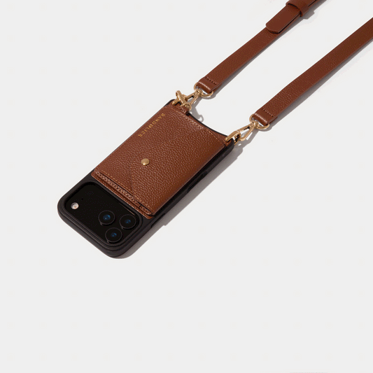Remi Magnet Wallet Crossbody Phone Case - Cognac/Gold