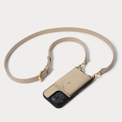 Remi Magnet Wallet Crossbody Phone Case Pouch Set - Beige/Gold