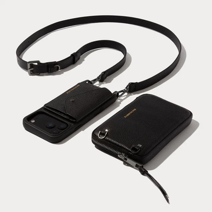 Remi Magnet Wallet Crossbody Phone Case Pouch Set - Black/Pewter
