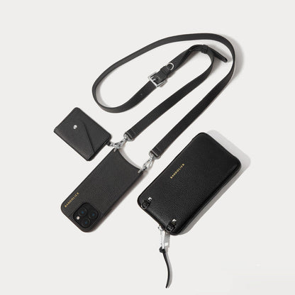 Remi Magnet Wallet Crossbody Phone Case Pouch Set - Black/Silver