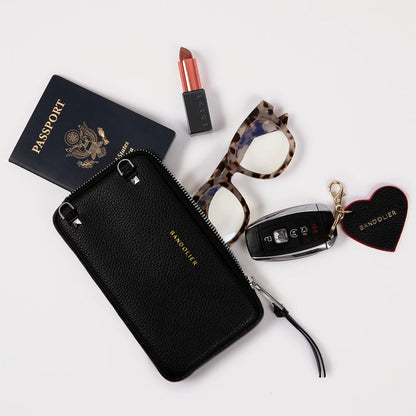 Remi Magnet Wallet Crossbody Phone Case Pouch Set - Black/Silver