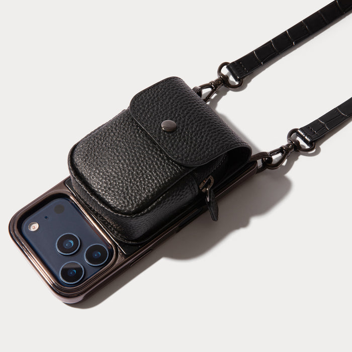 Remi Magnetic Zipper Pouch - Black/Pewter