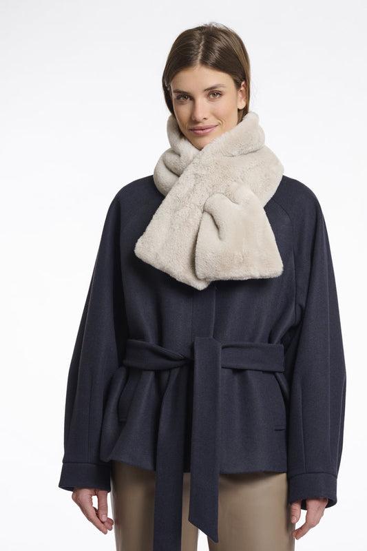 Rino & Pelle Stip Faux Fur Scarf - Birch