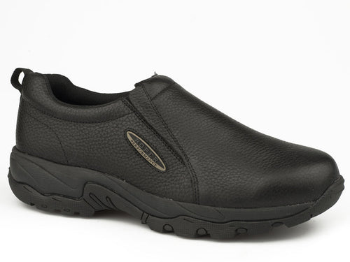 Roper Mens Black Tumbled Leather Slip On Slipon - Breeches.com
