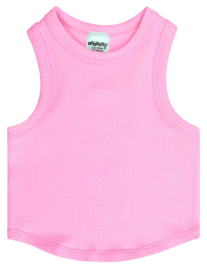 Rose Cropped Ribbed Racerback Tank Top (Youth M/L (10-14))