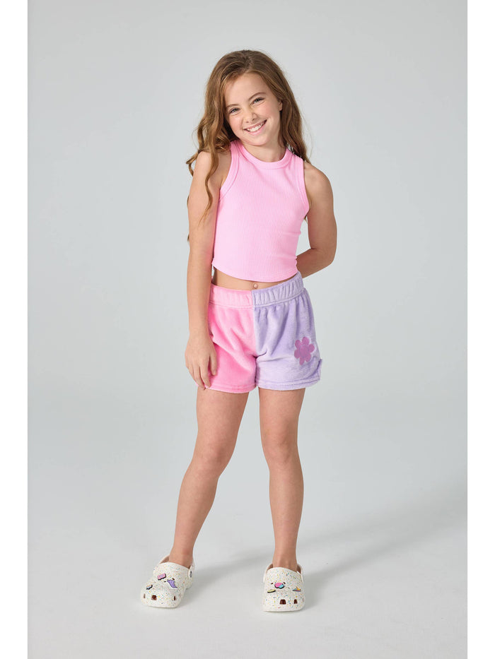 Rose Cropped Ribbed Racerback Tank Top (Youth S/M (7-10))