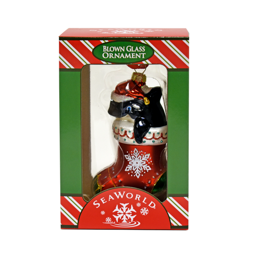 SeaWorld Whale Stocking Glass Ornament