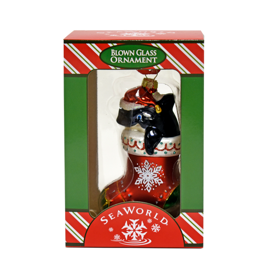 SeaWorld Whale Stocking Glass Ornament