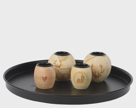 Set of 4 Wooden Nordic Candle Holders