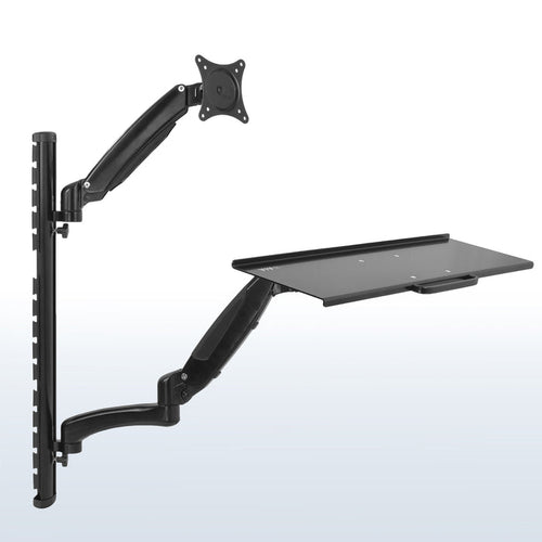 Sturdy ergonomic single monitor for a sit-to-stand wall mount.