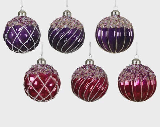 Spangle Top Glass Bauble - 8cm