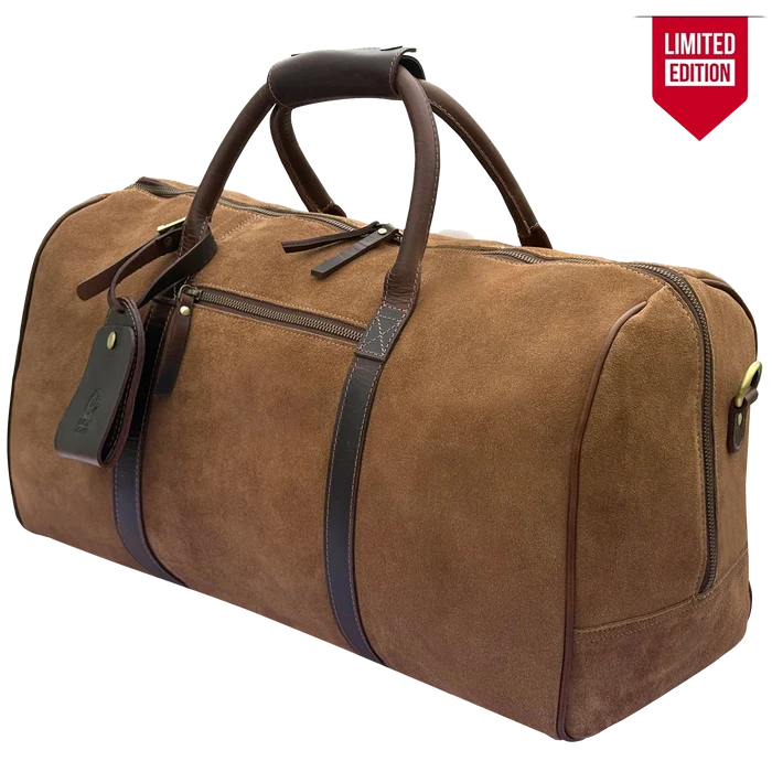 Suede Duffle Bag for Men - Carry-On Leather Weekender Bag