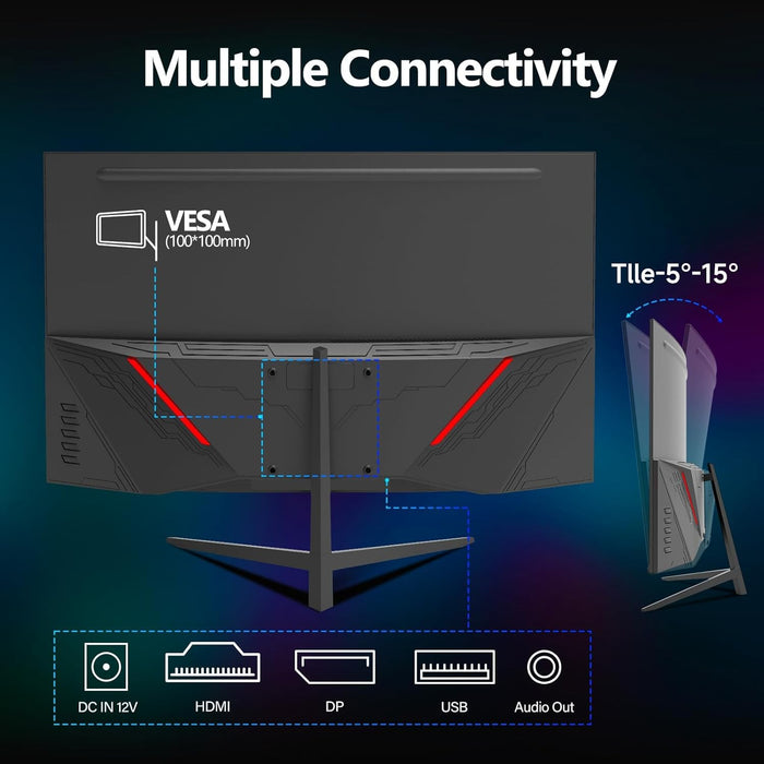SUIRGE 32-Inch QHD Curved Gaming Monitor, 2K 165Hz, 1ms Response Time 3000r / DP+HDMI+USB+S