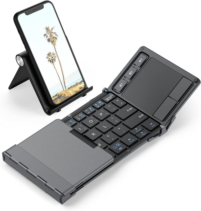 SUIRGE Foldable Bluetooth Keyboard with Sensitive Touchpad, Multi Devices