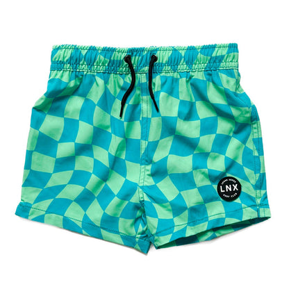 SWIM TRUNK - WAVY CHECKS - GREEN