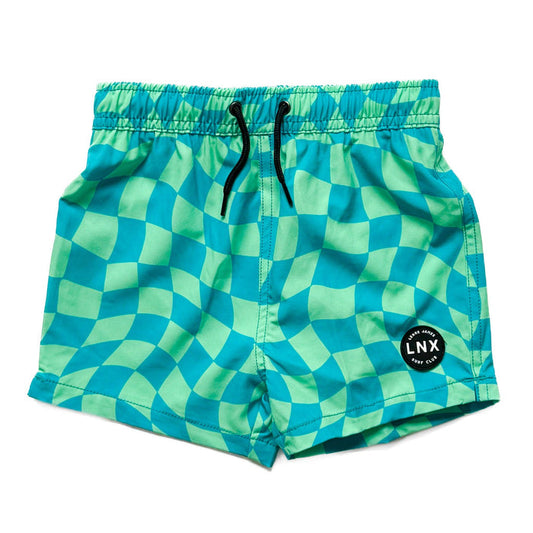 SWIM TRUNK - WAVY CHECKS - GREEN