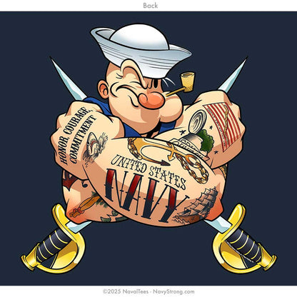 "Tattooed Popeye" Hooded Sweatshirt | Navy