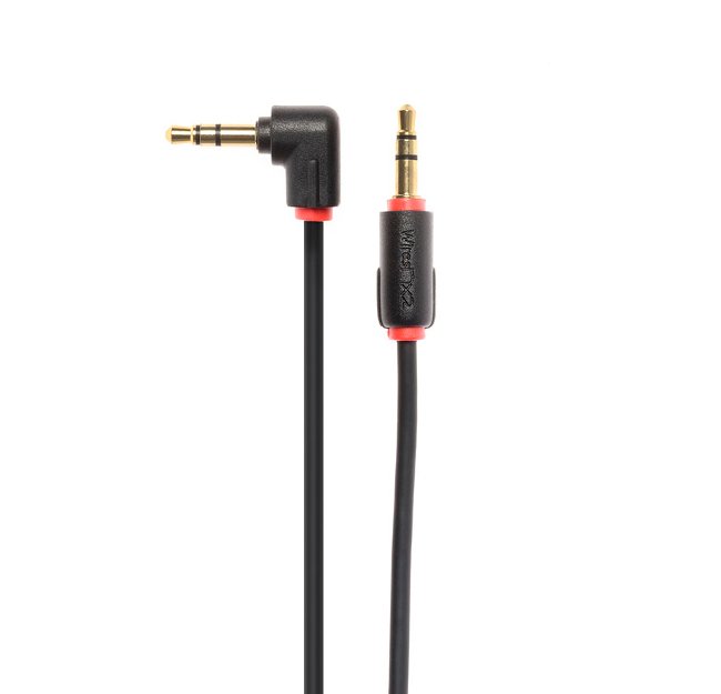 Techlink 710018 iWires 3.5mm to 3.5mm Aux Input Angled Stereo Cable 0.5 Metre Black