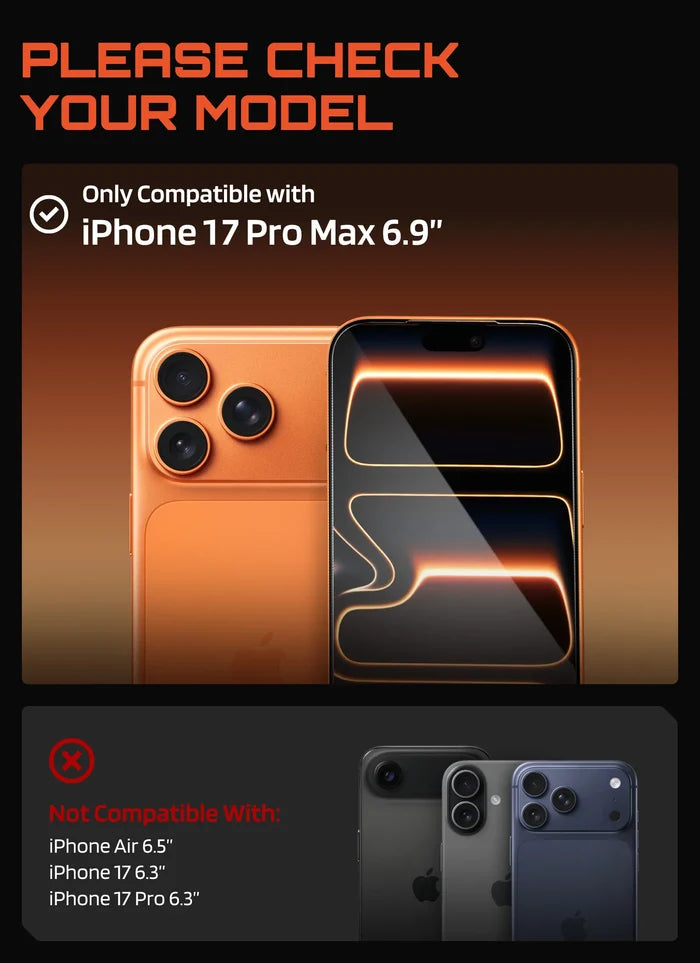 Tempered Glass Screen Protector for iPhone 17 Pro Max