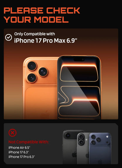 Tempered Glass Screen Protector for iPhone 17 Pro Max