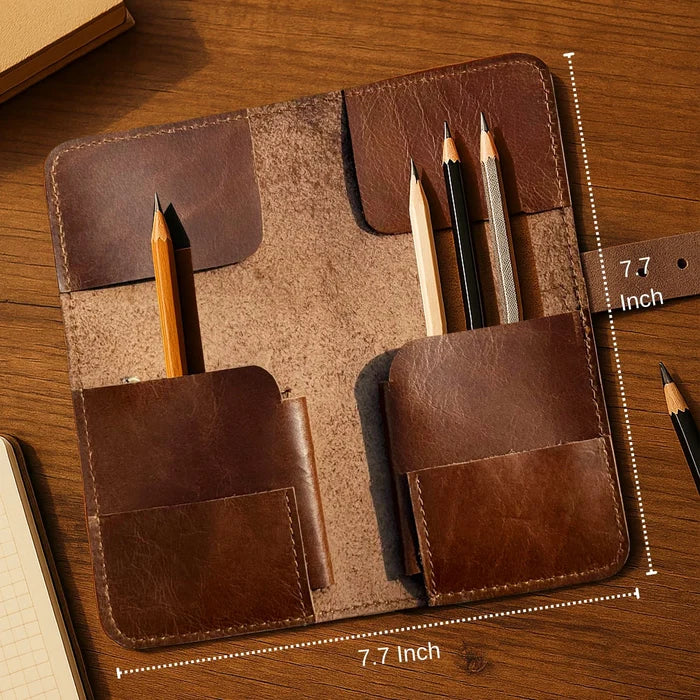 Theo Leather Pen Pencil Case | Handcrafted Artist Tool Organizer