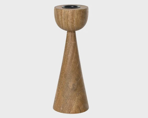 Triangular Mangawood Candle Holder - 17cm