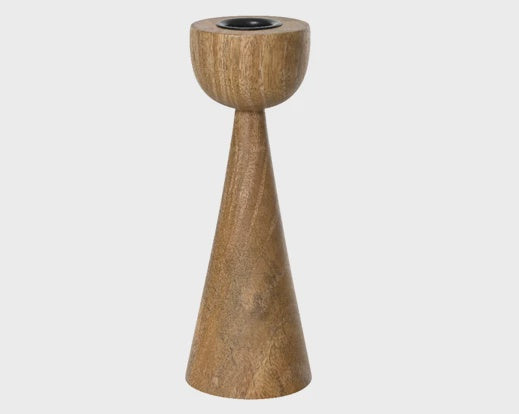 Triangular Mangawood Candle Holder - 17cm