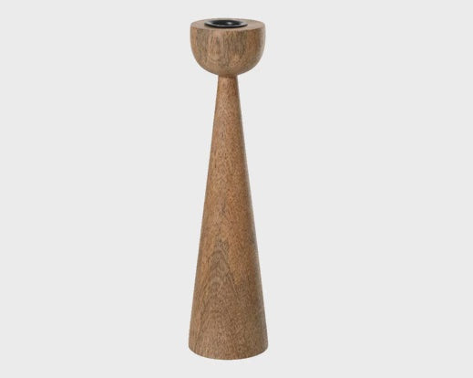 Triangular Mangawood Candle Holder - 25cm
