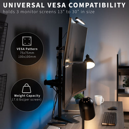 Triple Monitor Desk Stand - 13” to 30” Screens