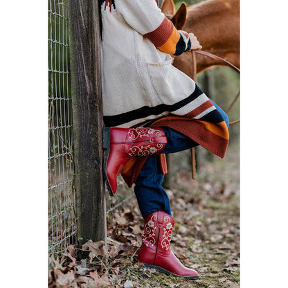 TuffRider Children's Fire Red Floral Western Boot