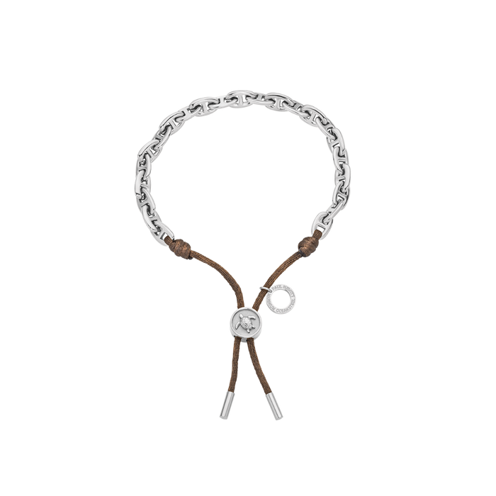 Turtle Anchor Chain Armband Silber Driftwood Brown