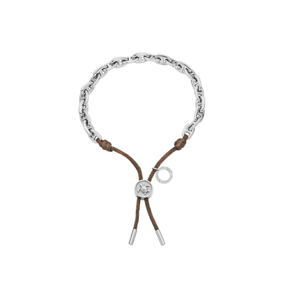 Turtle Anchor Chain Armband Silber Driftwood Brown