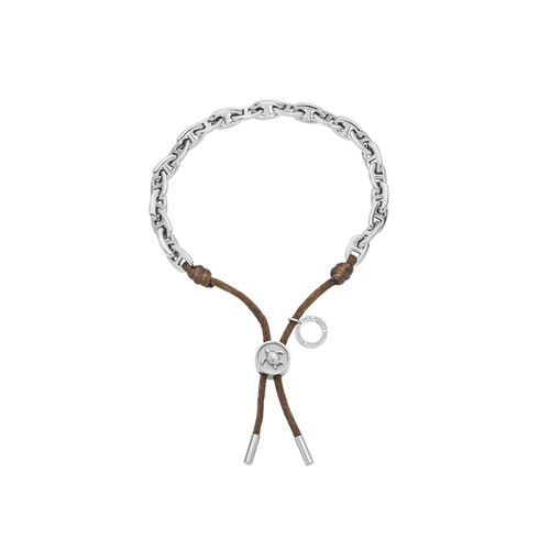Turtle Anchor Chain Armband Silber Driftwood Brown