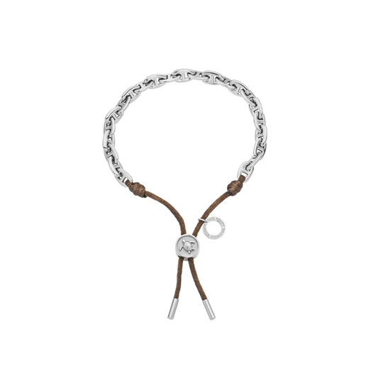Turtle Anchor Chain Armband Silber Driftwood Brown