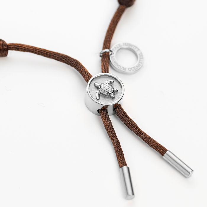 Turtle Anchor Chain Armband Silber Driftwood Brown