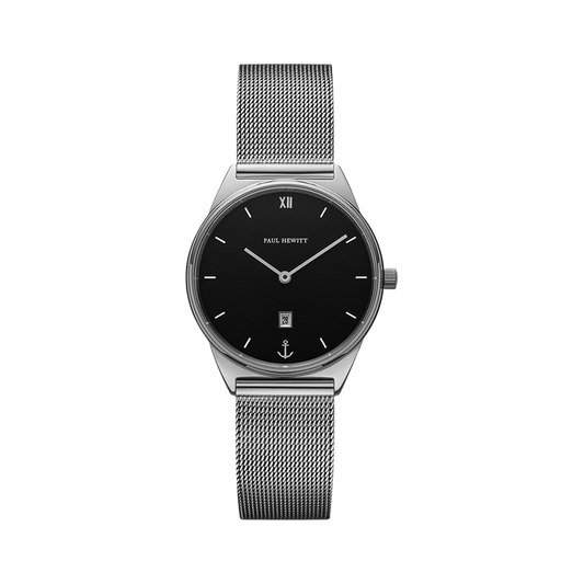 Uhr Praia Silber Schwarz Mesh Silber