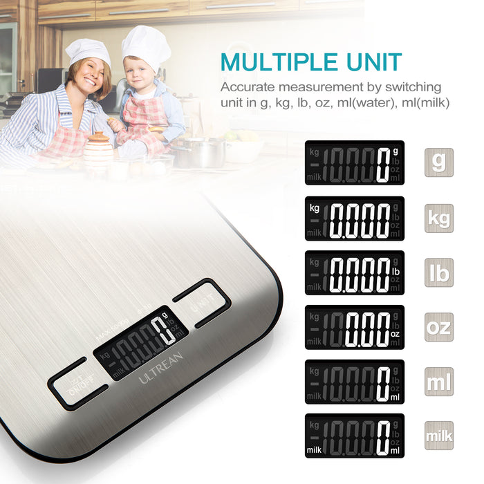 Ultrean Digital Food Scale, 6 Units with Tare Function, 11lb (Batteries Included)