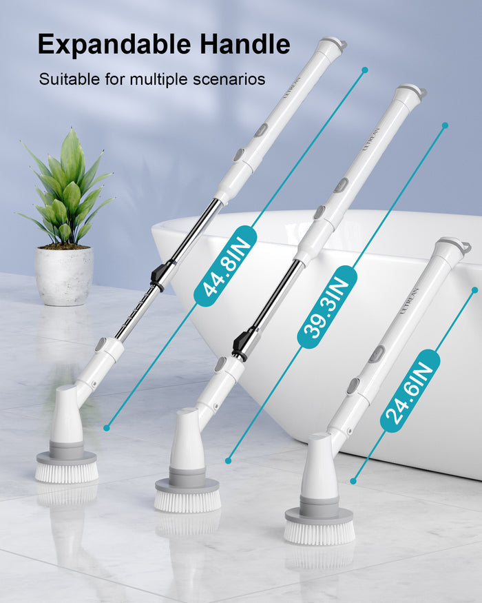 Ultrean Electric Spin Scrubber with 4 Replaceable Brush Heads Adjustable Extension Handle