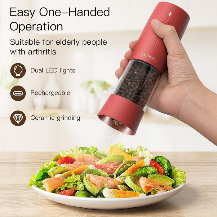 Ultrean Salt and Pepper Grinder Set, Rechargeable Salt and Pepper Mill