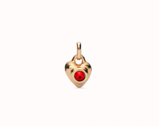 UNOde50 Gold Heart Pendant Charm - Red