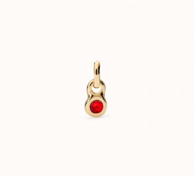 UNOde50 Red Crystal Pendant Charm - Gold
