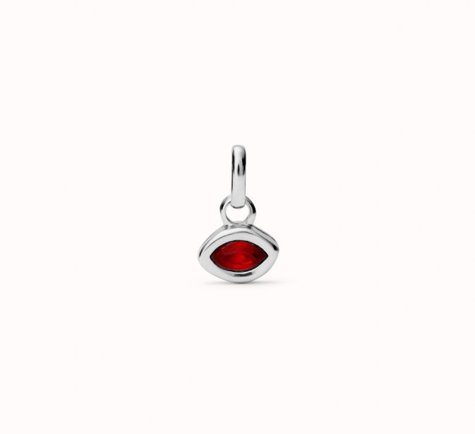 UNOde50 Red Oval Crystal Pendant Charm - Silver