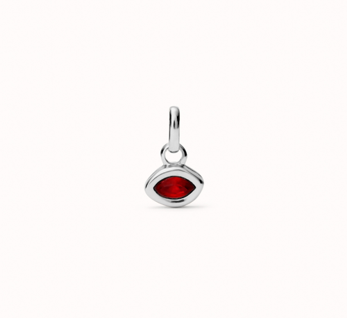 UNOde50 Red Oval Crystal Pendant Charm - Silver