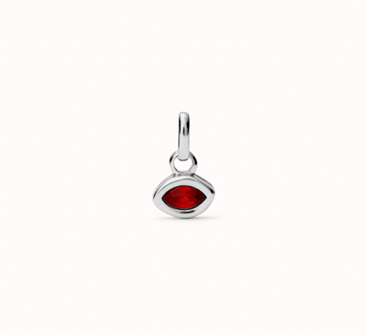 UNOde50 Red Oval Crystal Pendant Charm - Silver