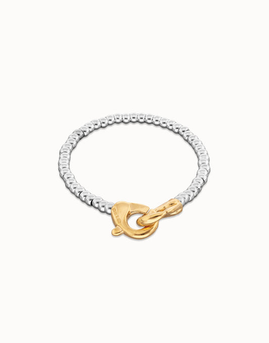 UNOde50 Small Beads Interlocking Carabiner Bracelet - Gold & Silver