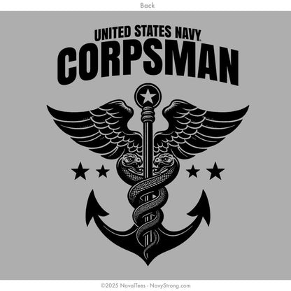 "USN Corpsman Serpent" Long Sleeve Tee | Grey