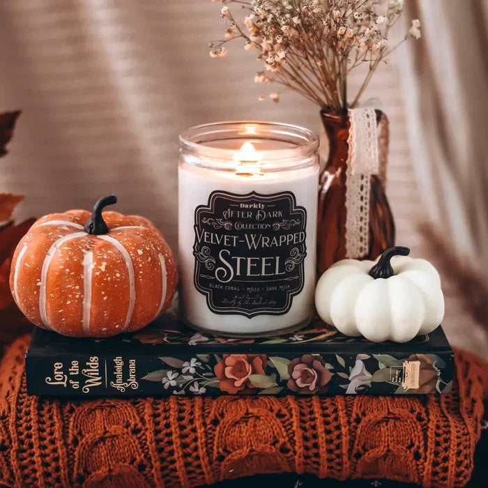 Velvet-Wrapped Steel Candle 12 OZ Candles