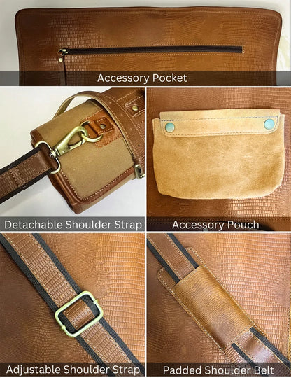 Voyage Leather Canvas Knife Roll Storage Bag (Brown Rust)